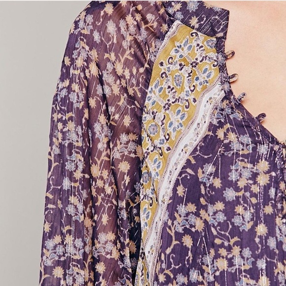 Free People Melody Laughter Purple Dress Sz Medium M Festival Swing Boho Romanti - Picture 6 of 13